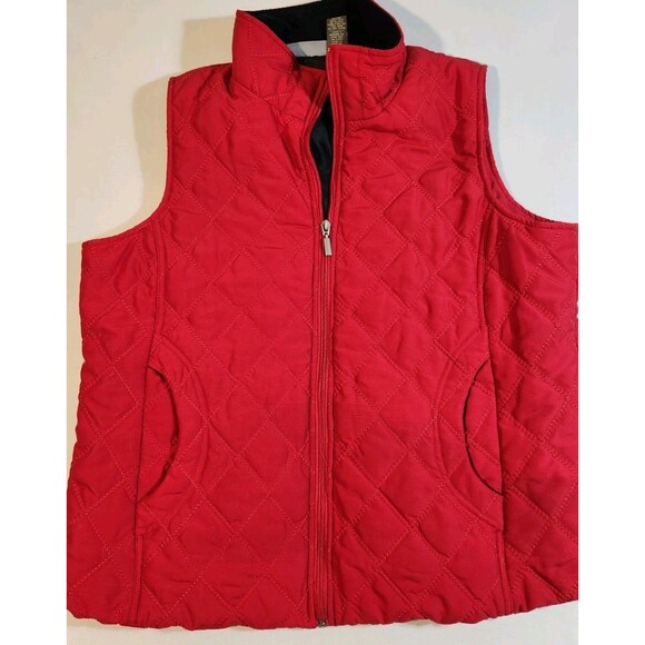 Jane Ashley Women's Size XL Festive Red Quitted Vest w/ Pockets - Picture 9 of 10